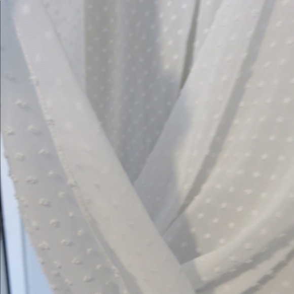 I.N.C. White Sheer Embossed Dot Collared Wrap Top - Picture 2 of 7